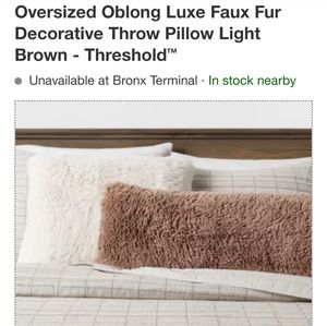 Oversize Oblong Luxe Blush Faux Fur Decorative Throw Pillow